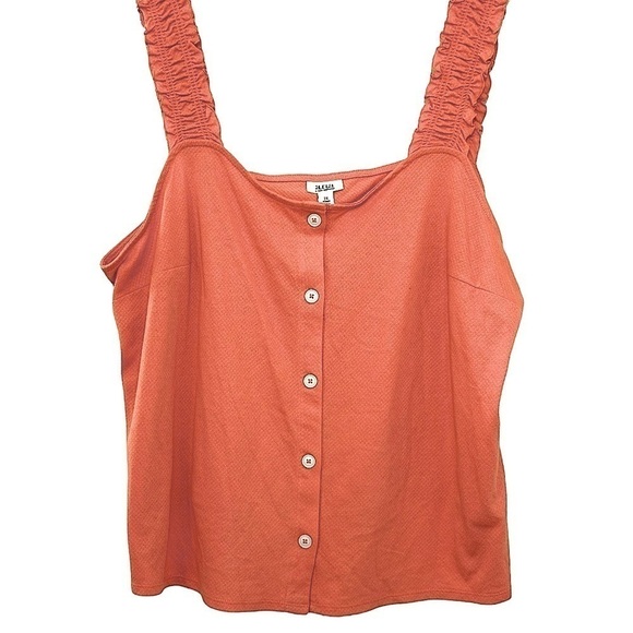 A.N.A Tank Top with Elasticized Ruffle Straps in Deep Peach - Picture 1 of 5